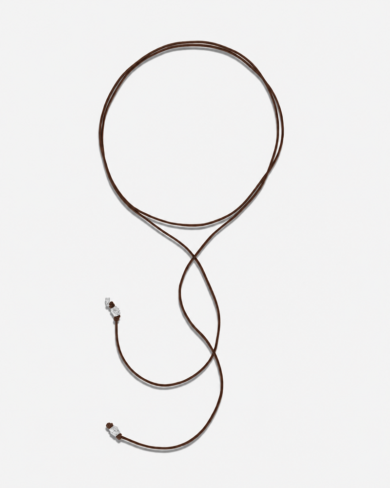 Leather Cord Rhodium