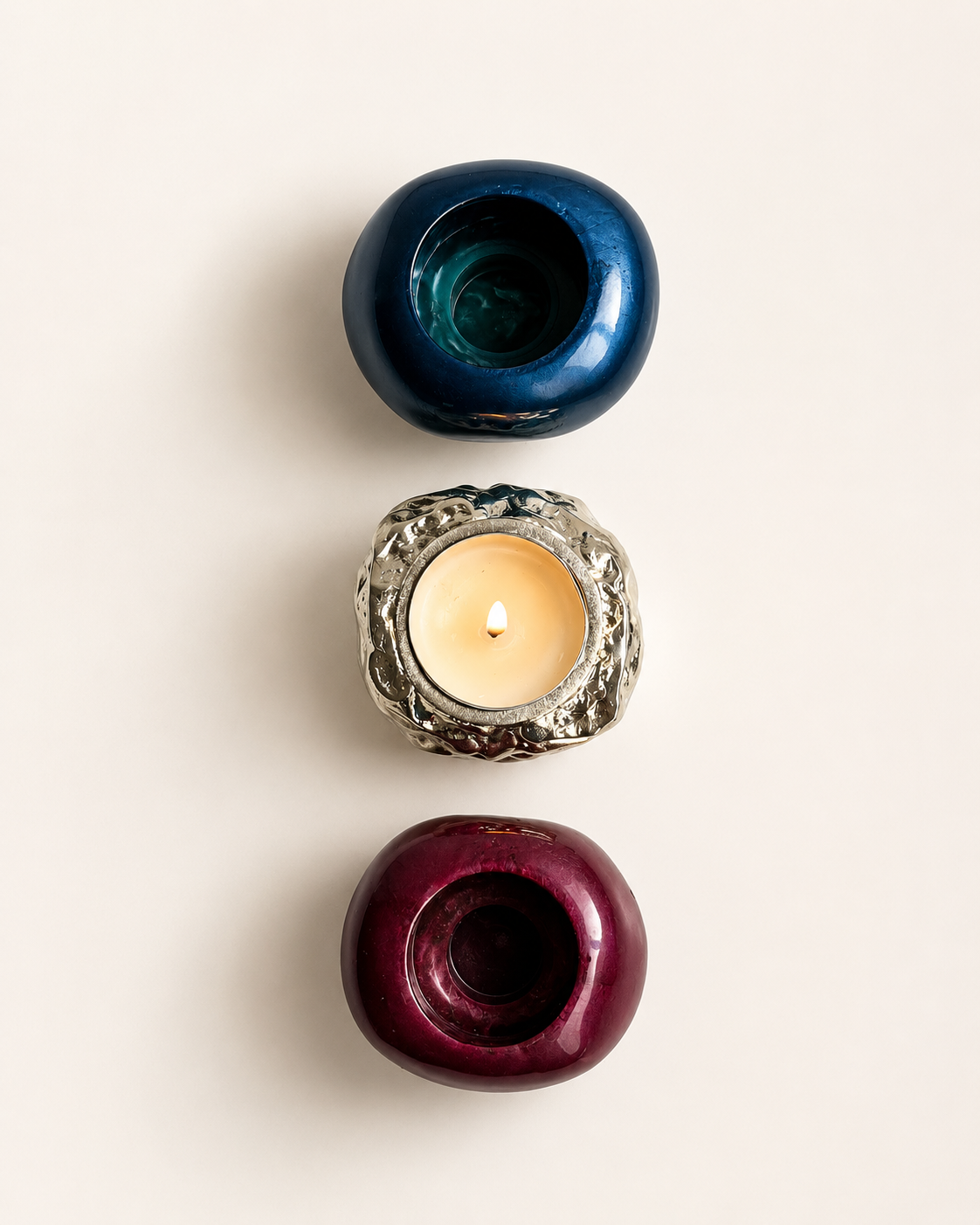Interchangeable Stone Stack Short  Candle Holder