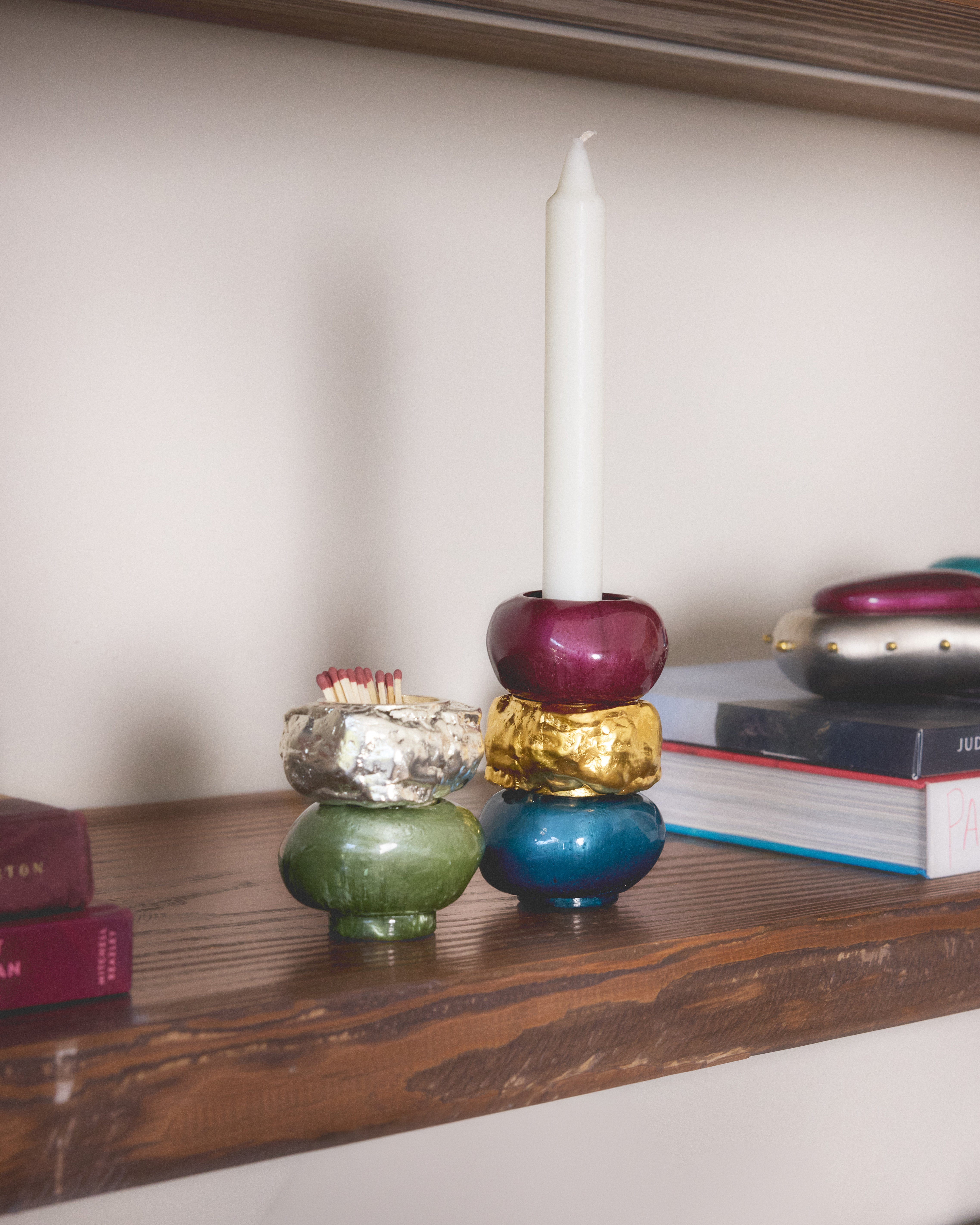 Interchangeable Stone Stack Tall Candle Holder