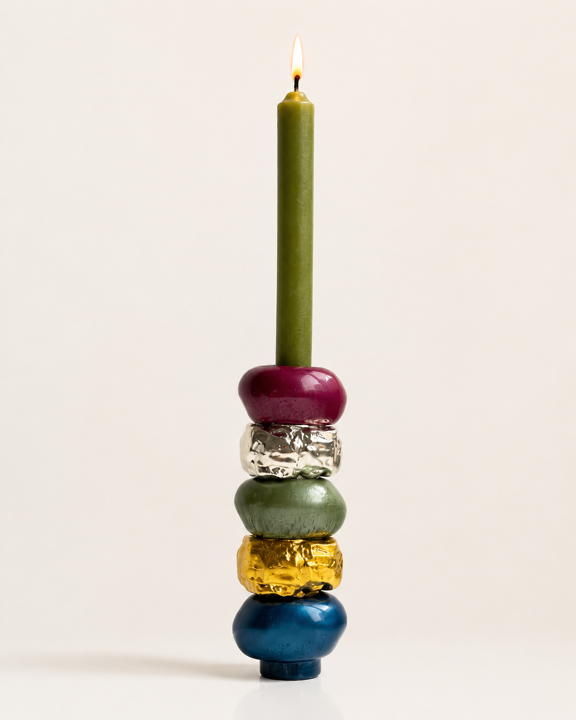 Interchangeable Stone Stack Tall Candle Holder