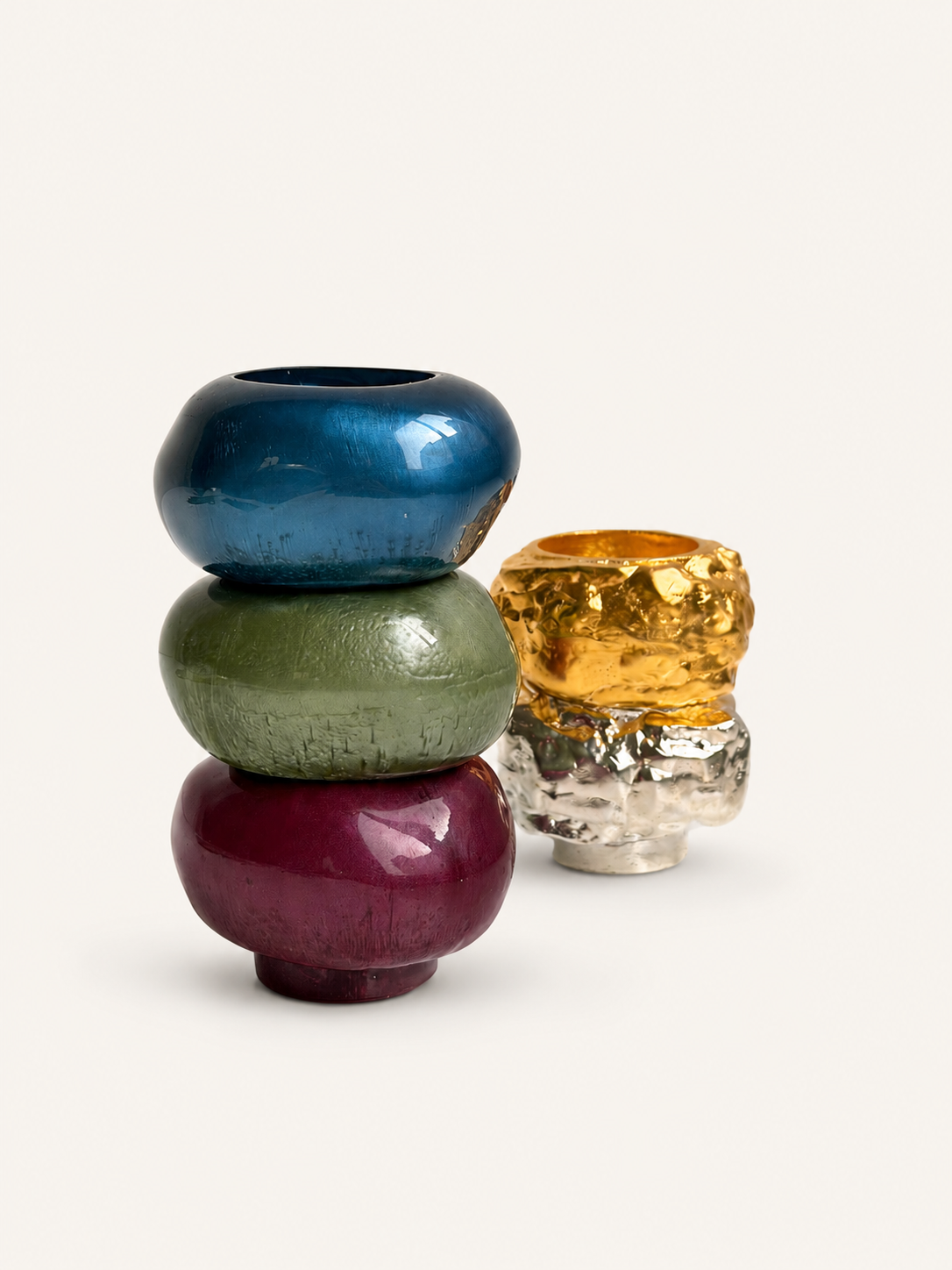 Interchangeable Stone Stack Tall Candle Holder