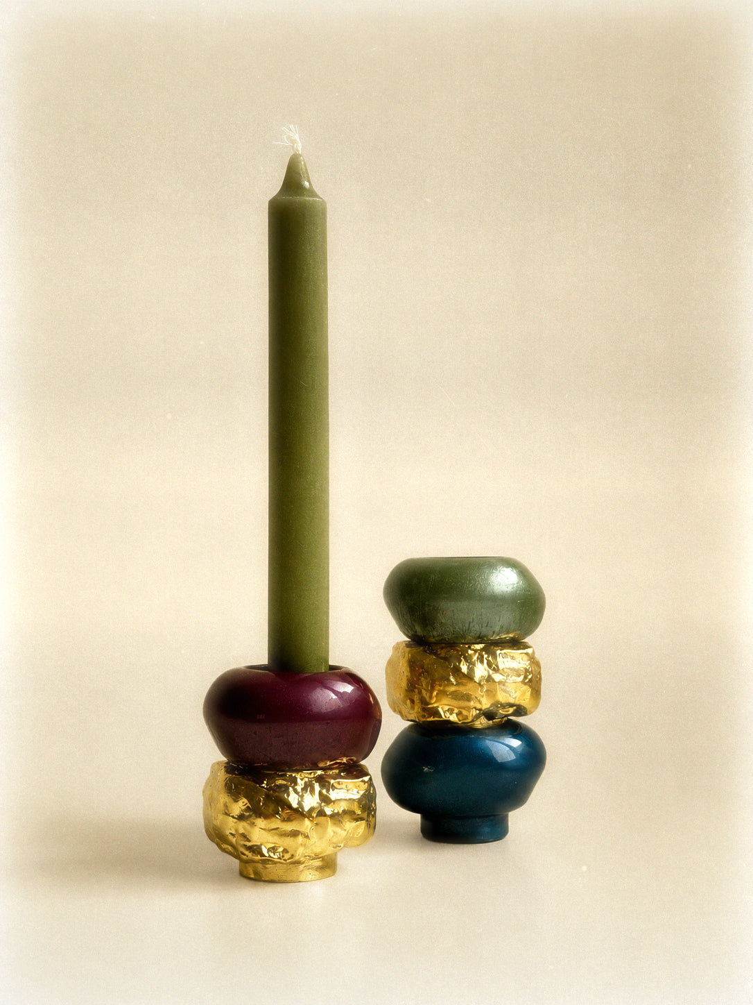 Interchangeable Stone Stack Tall Candle Holder