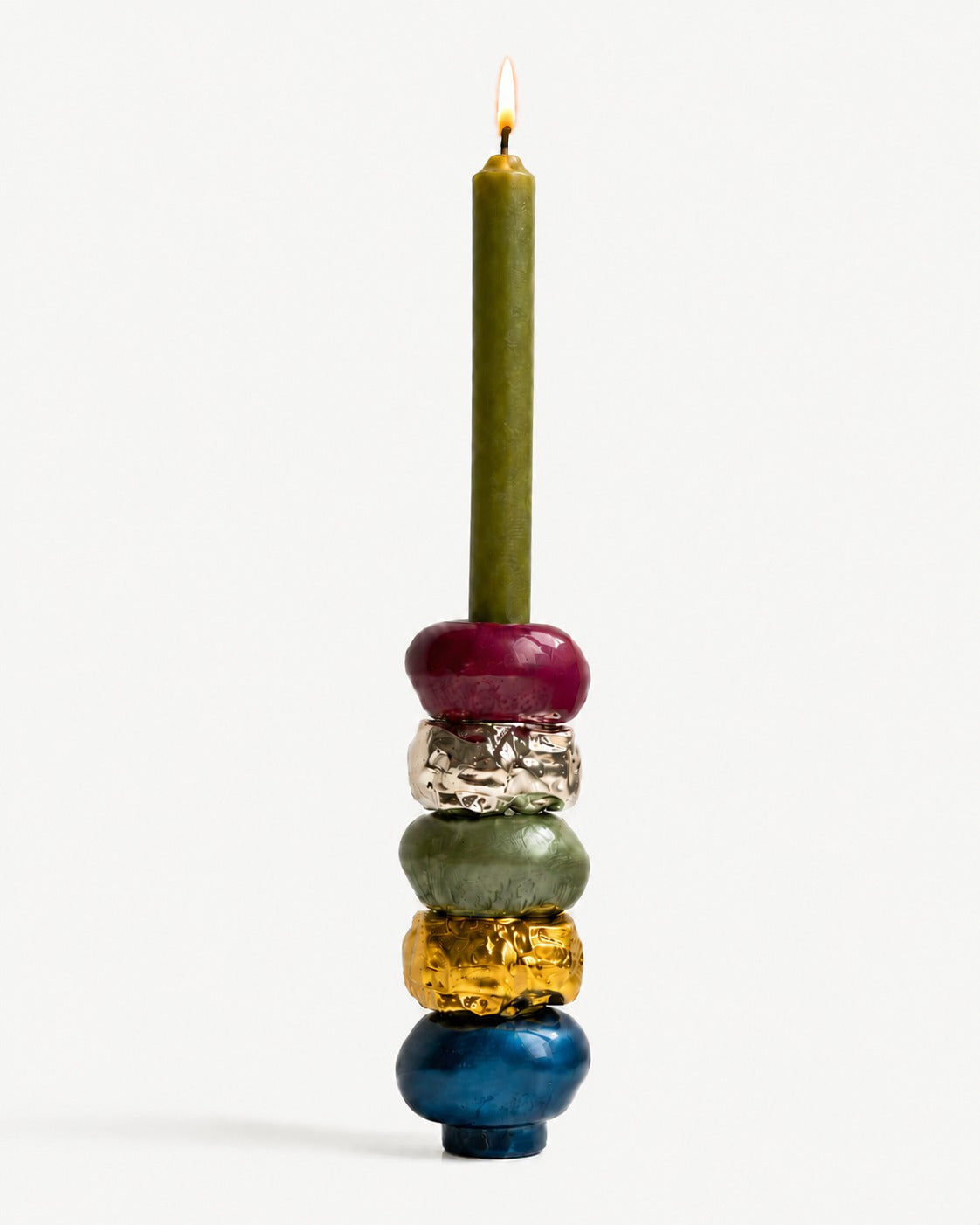 Interchangeable Stone Stack Tall Candle Holder